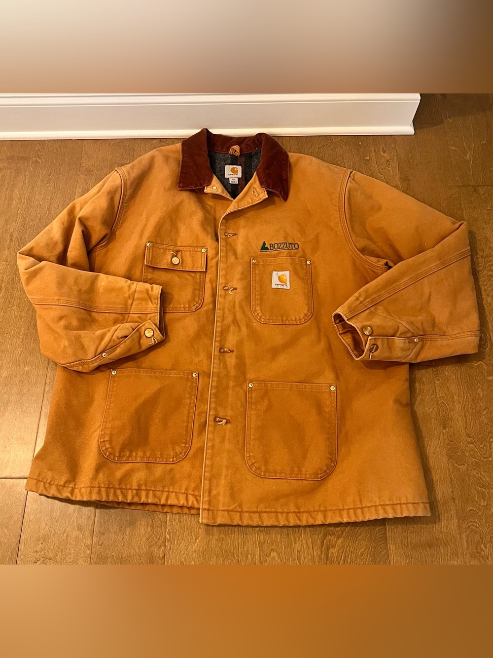 Vintage Carhartt Chore Coat Jacket Brown Duck Canvas Blanket Lined Size XXL
